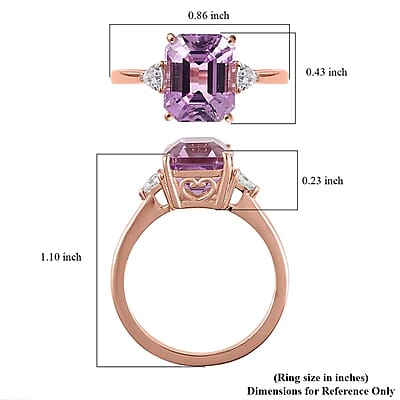 AAA Patroke Kunzite and White Zircon Ring in Vermeil Rose Gold Over Sterling Silver (Size 6.0) 3.50 ctw