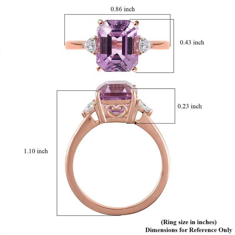 AAA Patroke Kunzite and White Zircon Ring in Vermeil Rose Gold Over Sterling Silver (Size 6.0) 3.50 ctw