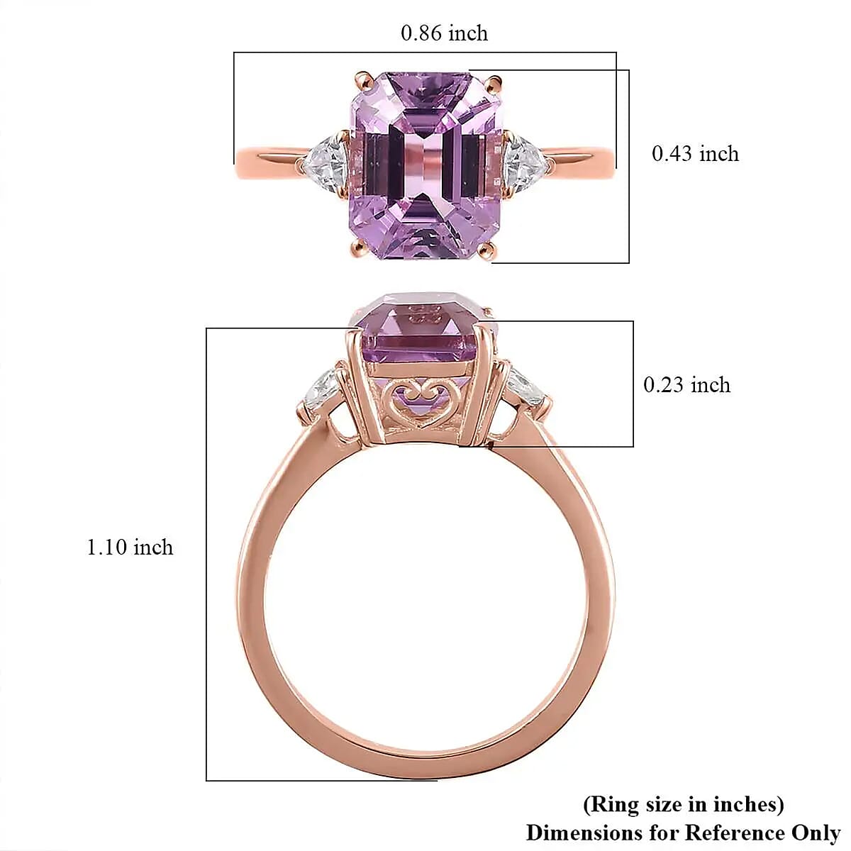 AAA Patroke Kunzite and White Zircon Ring in Vermeil Rose Gold Over Sterling Silver (Size 9.0) 3.50 ctw image number 6
