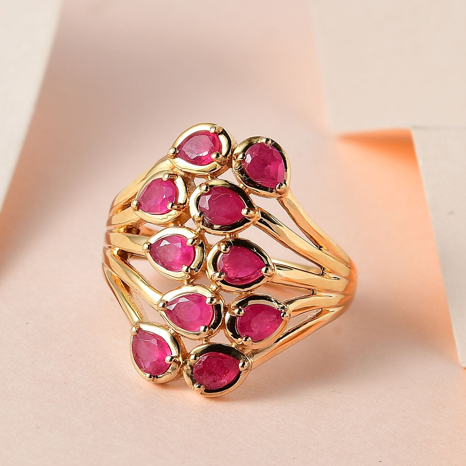Niassa Ruby (FF) 2.30 ctw Ring in 14K YG Over Sterling Silver 2.30 ctw (Size 5.5)