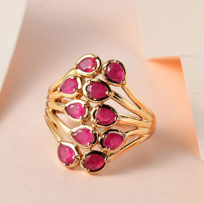 Niassa Ruby (FF) 2.30 ctw Ring in 14K YG Over Sterling Silver 2.30 ctw (Size 5.5)
