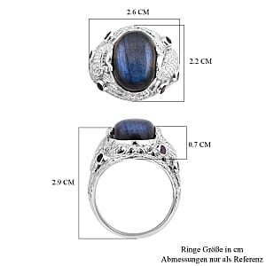 Labradorite and Multi Gemstone 10.63 ctw Ring in Sterling Silver (Size 5.5)
