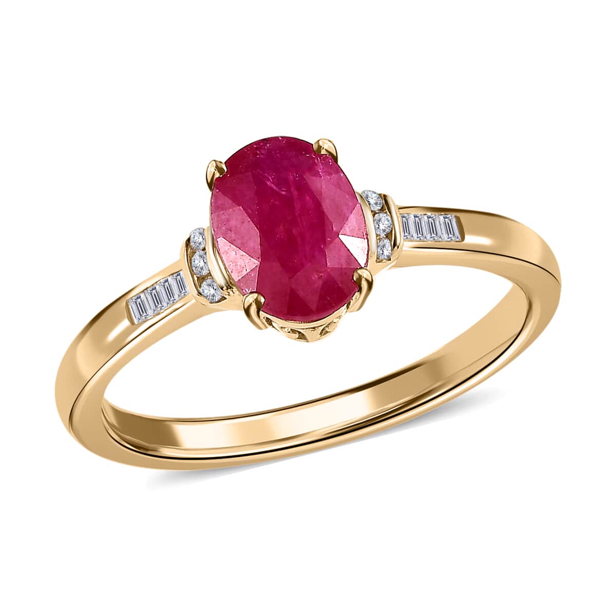 Luxoro 10K Yellow Gold Premium Mozambique Ruby and Diamond Ring (Size 10.0) 1.60 ctw image number 0