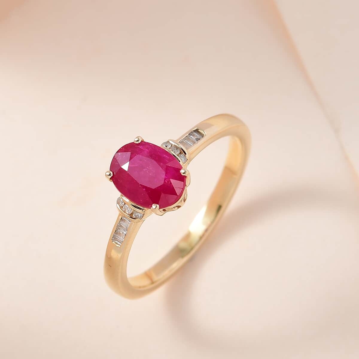 Luxoro 10K Yellow Gold Premium Mozambique Ruby and Diamond Ring (Size 10.0) 1.60 ctw image number 1