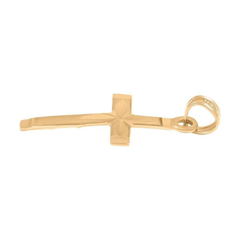 10K Yellow Gold 14.35 x 24.65mm Cross Pendant