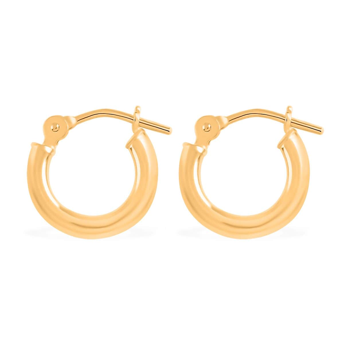 14K Yellow Gold 2x10mm Hoop Earrings image number 2