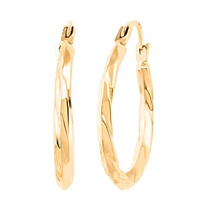 14K Yellow Gold Swirl Hoop Earrings