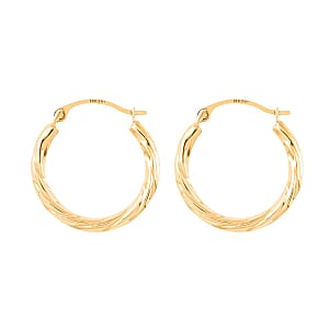 14K Yellow Gold Swirl Hoop Earrings