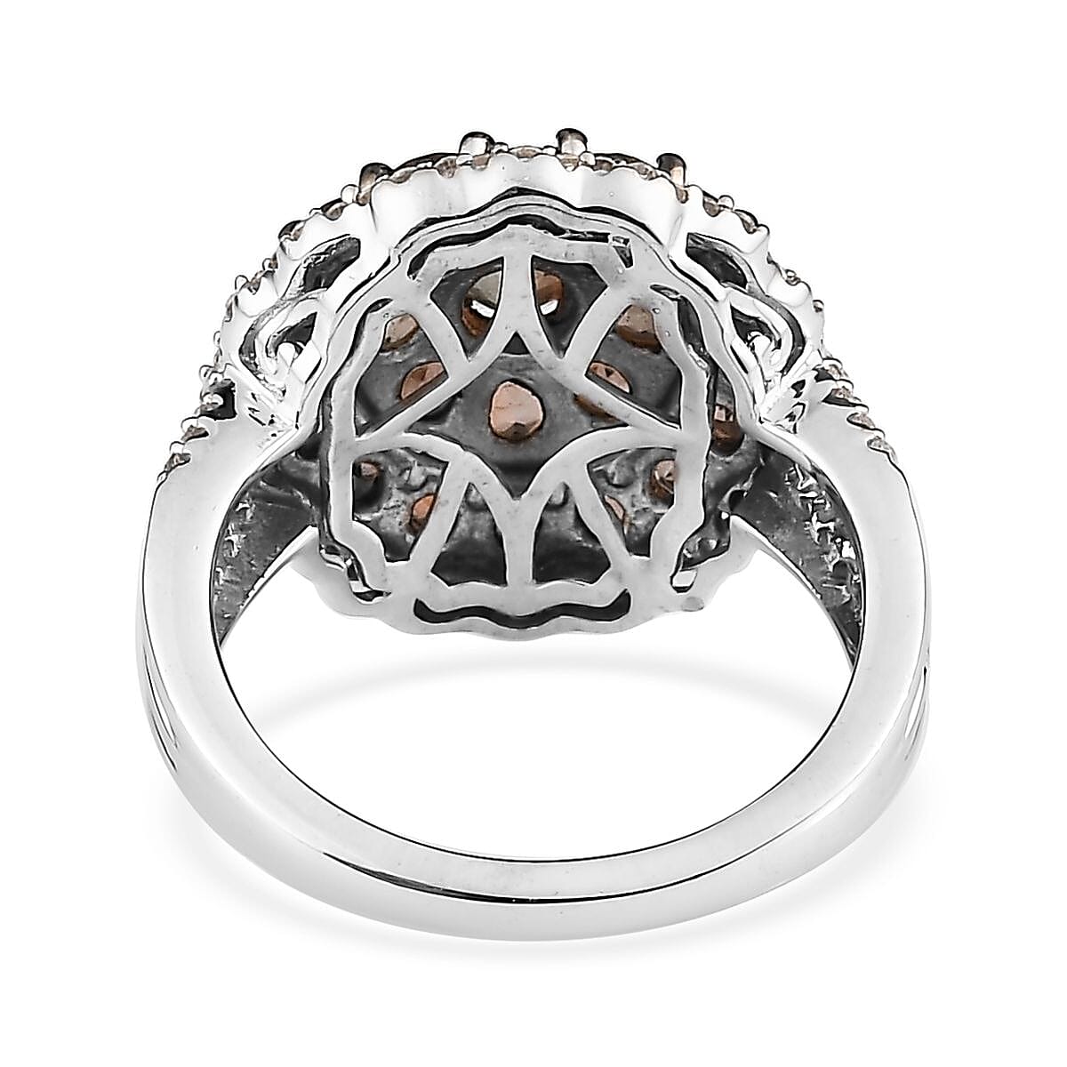 Premium Jenipapo Andalusite and White Zircon Ring in Platinum Over Sterling Silver (Size 10.0) 2.15 ctw