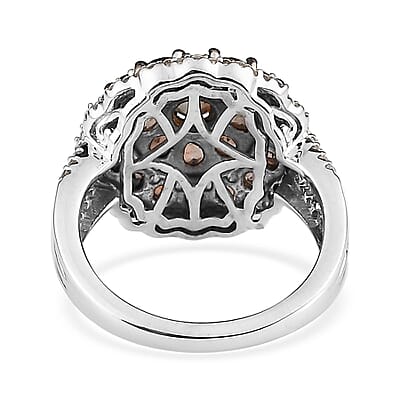 Premium Jenipapo Andalusite and White Zircon Ring in Platinum Over Sterling Silver (Size 10.0) 2.15 ctw