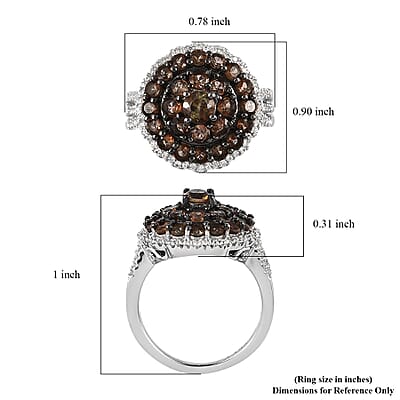 Premium Jenipapo Andalusite and White Zircon Ring in Platinum Over Sterling Silver (Size 10.0) 2.15 ctw