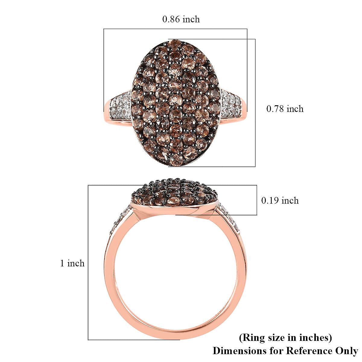 Jenipapo Andalusite and White Zircon Cluster Ring in Vermeil Rose Gold Over Sterling Silver 2.00 ctw image number 5
