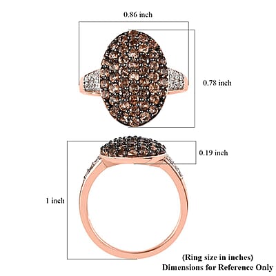 Jenipapo Andalusite and White Zircon Cluster Ring in Vermeil Rose Gold Over Sterling Silver (Size 10.0) 2.00 ctw
