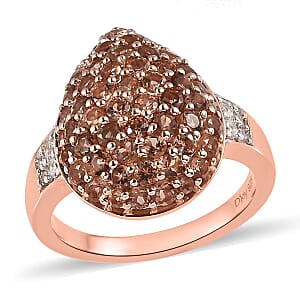 Jenipapo Andalusite and White Zircon Ring in Vermeil Rose Gold Over Sterling Silver (Size 10.0) 2.20 ctw