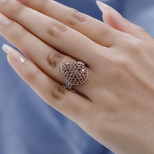 Jenipapo Andalusite and White Zircon Ring in Vermeil Rose Gold Over Sterling Silver (Size 10.0) 2.20 ctw