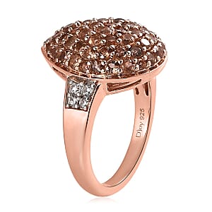 Jenipapo Andalusite and White Zircon Ring in Vermeil Rose Gold Over Sterling Silver (Size 10.0) 2.20 ctw