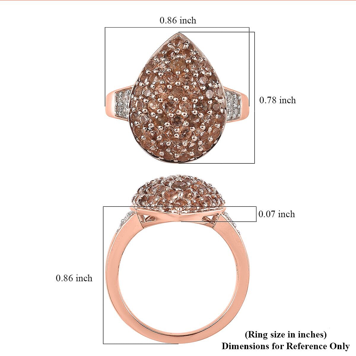Jenipapo Andalusite and White Zircon Ring in Vermeil Rose Gold Over Sterling Silver (Size 10.0) 2.20 ctw image number 5