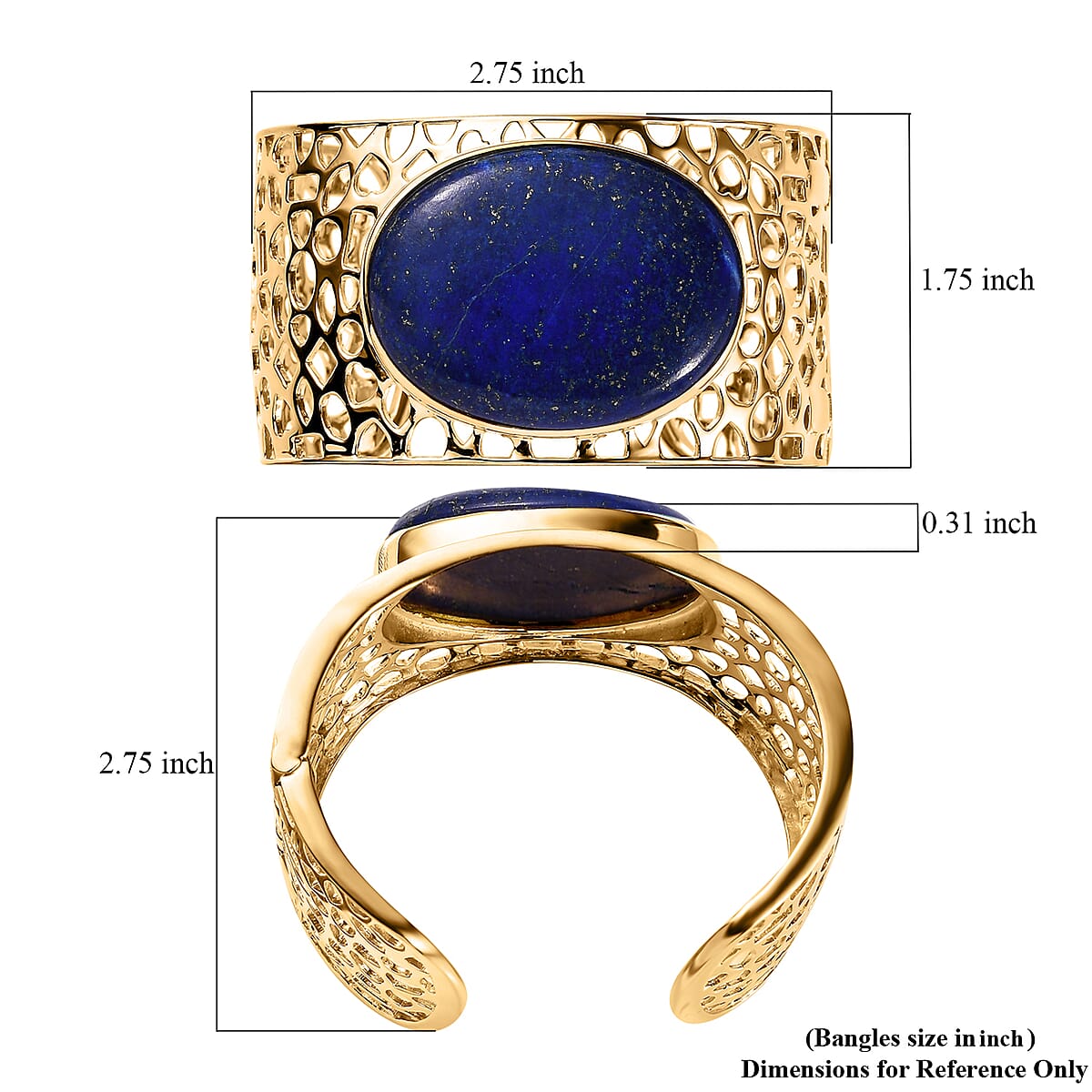 Karis Lapis Lazuli Cuff Bracelet in 18K YG Plated 80.00 ctw image number 5