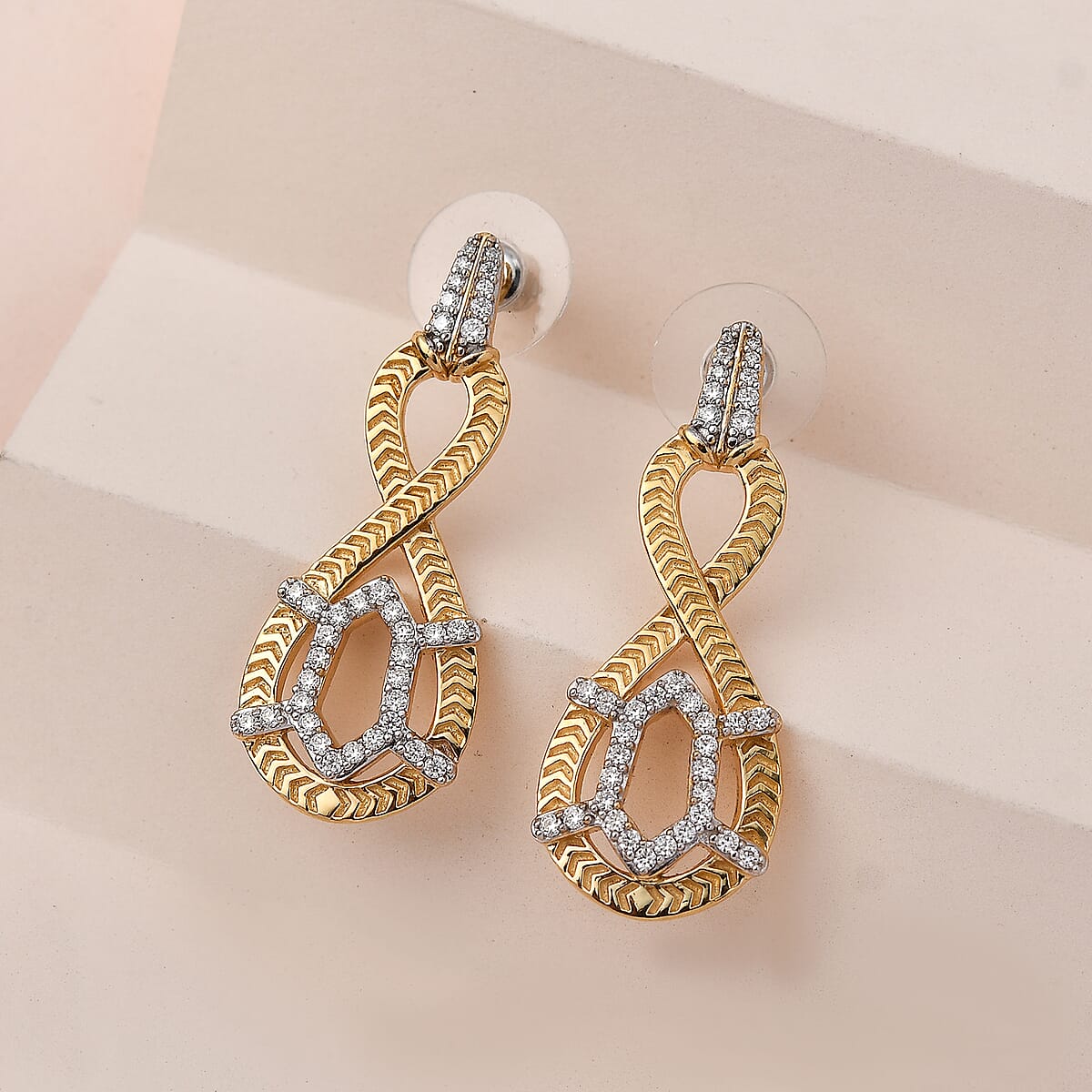 Moissanite Infinity Snake Earrings in Vermeil Yellow Gold Over Sterling Silver 1.00 ctw image number 1