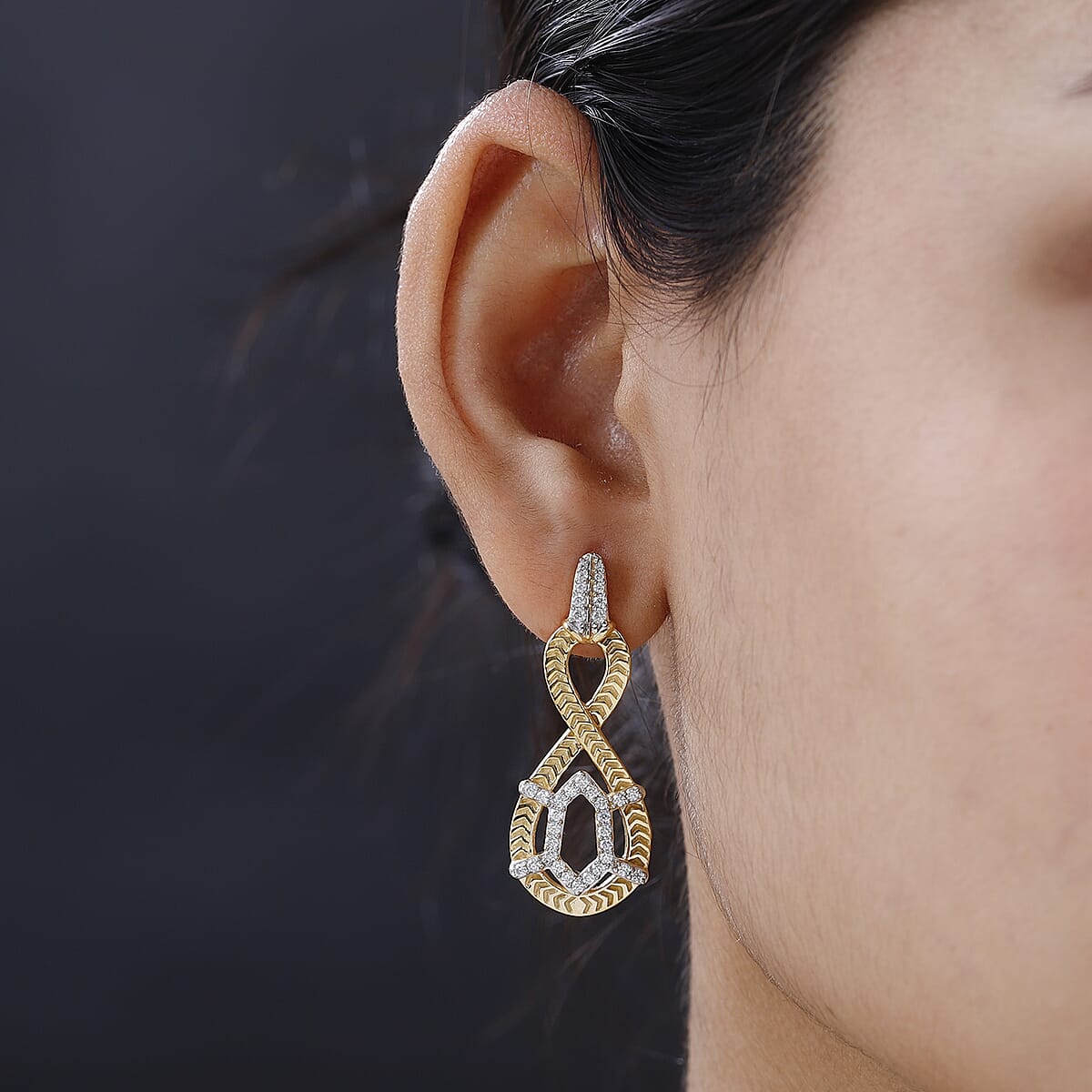 Moissanite Infinity Snake Earrings in Vermeil Yellow Gold Over Sterling Silver 1.00 ctw image number 2