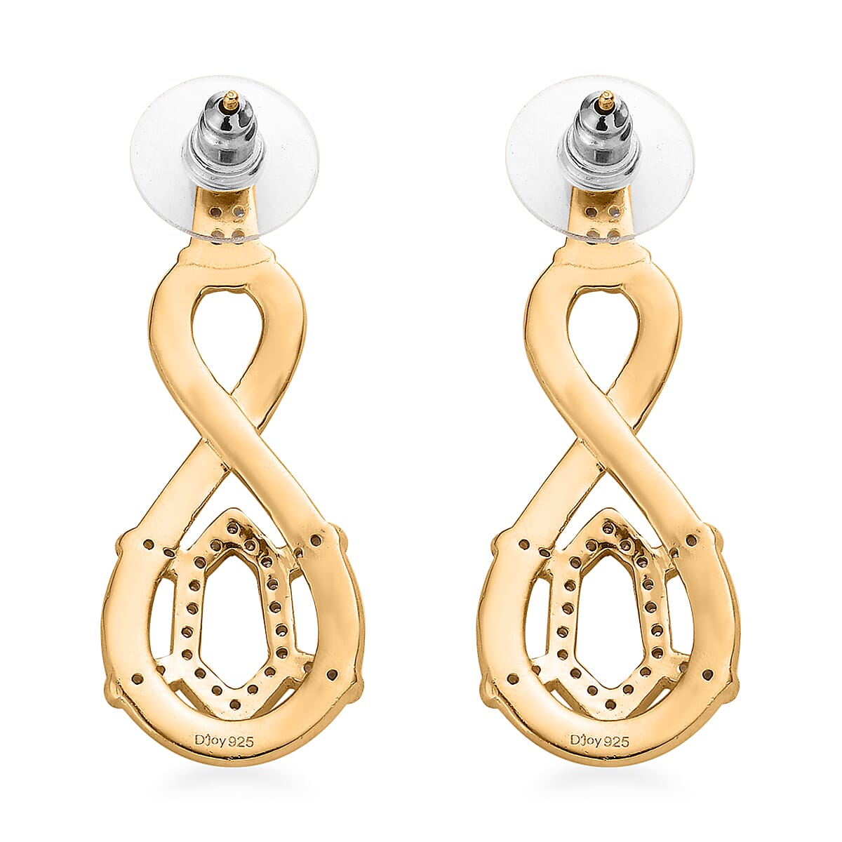 Moissanite Infinity Snake Earrings in Vermeil Yellow Gold Over Sterling Silver 1.00 ctw image number 3