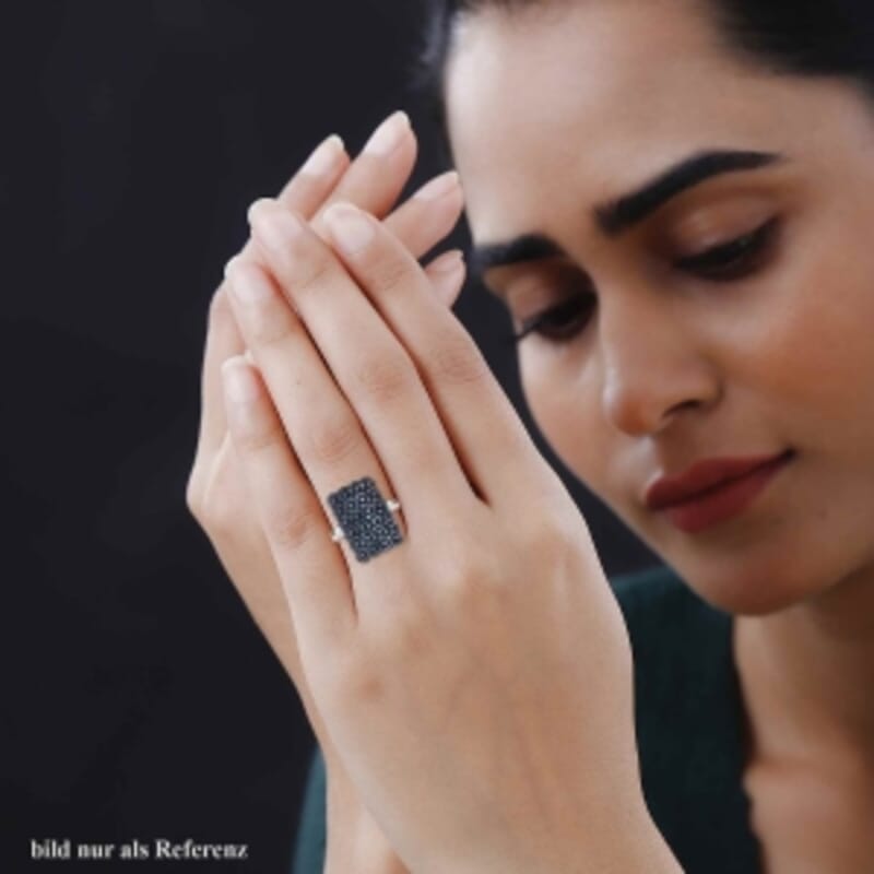 Blue Diamond 0.98 ctw Ring in Platinum Over Sterling Silver (Size 11.5) (5.55 g)