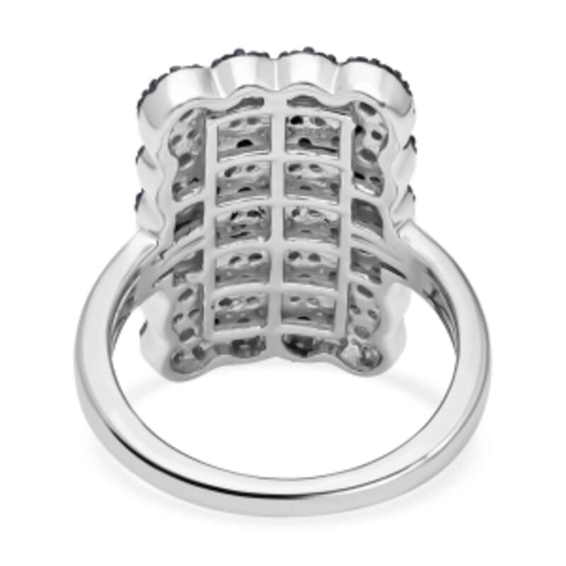 Blue Diamond 0.98 ctw Ring in Platinum Over Sterling Silver (Size 11.5) (5.55 g)