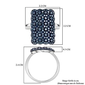 Blue Diamond 0.98 ctw Ring in Platinum Over Sterling Silver (Size 11.5) (5.55 g)