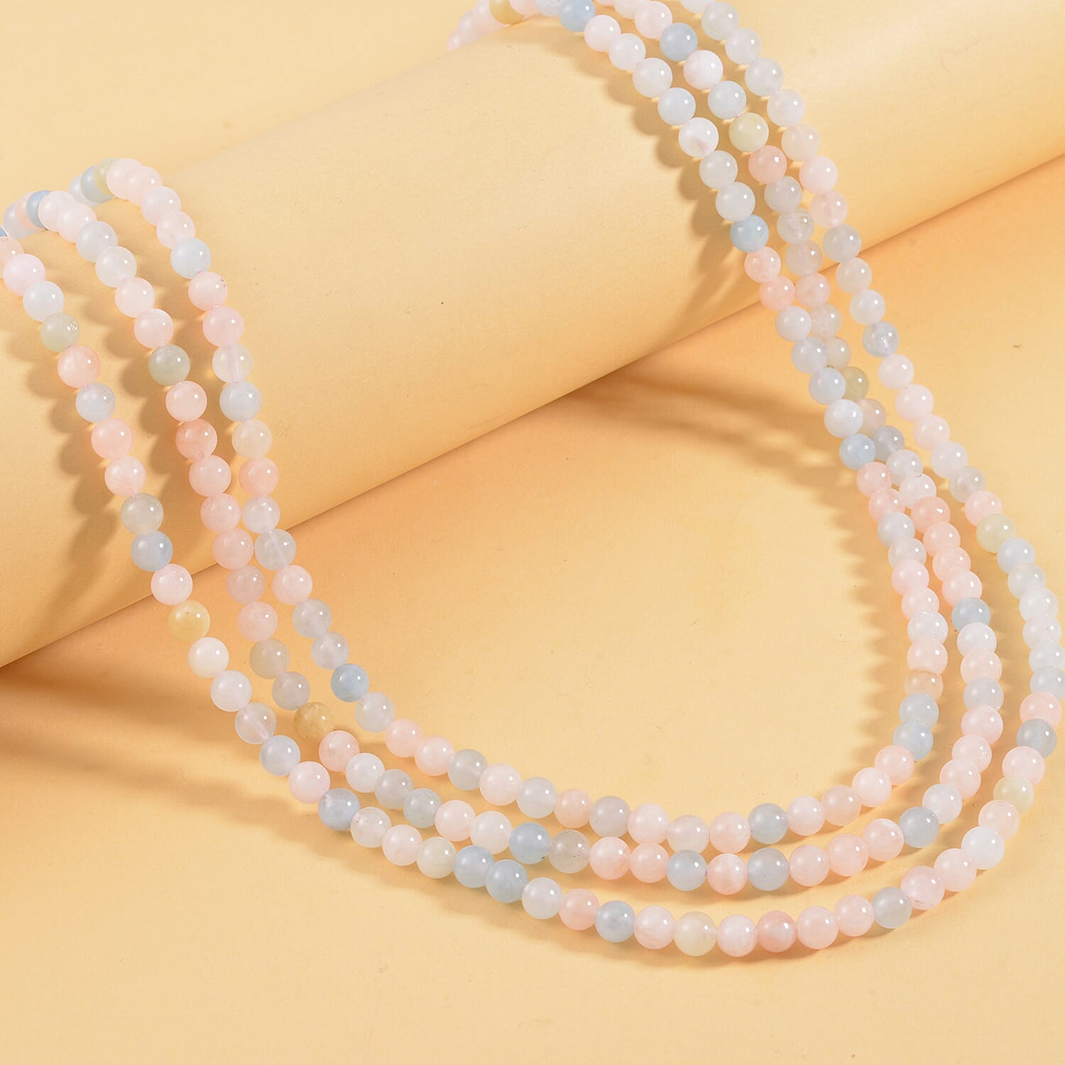 White Freshwater Pearl, Multi Beryl and Simulated Diamond 3 Row Necklace 18 Inches in Rhodium Over Sterling Silver 323.20 ctw