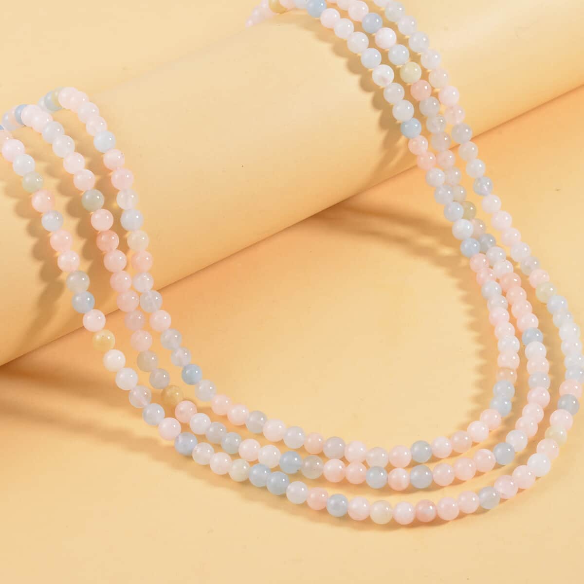 White Freshwater Pearl, Multi Beryl and Simulated Diamond 3 Row Beaded Necklace 18 Inches in Rhodium Over Sterling Silver 323.20 ctw image number 1