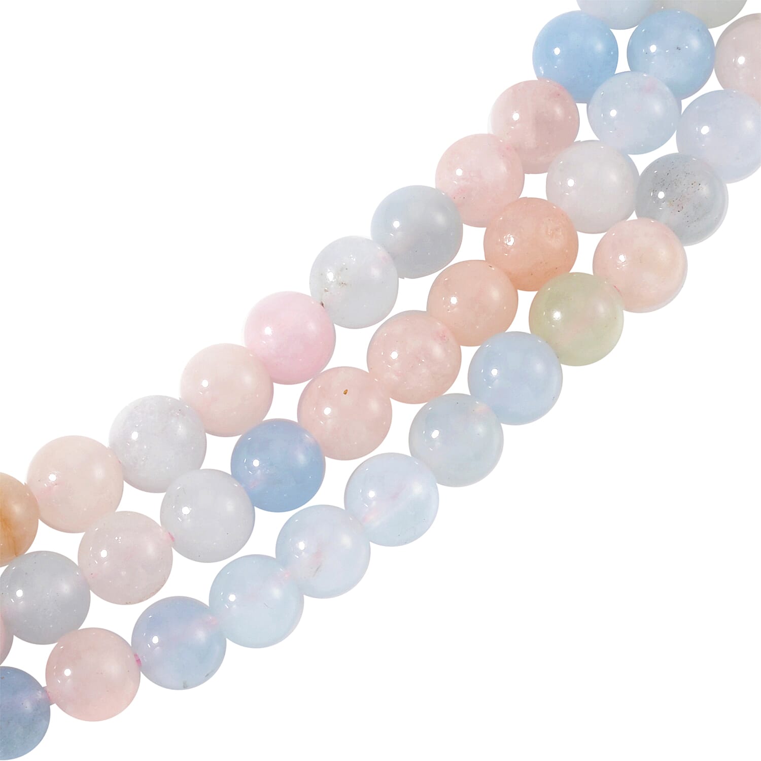 White Freshwater Pearl, Multi Beryl and Simulated Diamond 3 Row Necklace 18 Inches in Rhodium Over Sterling Silver 323.20 ctw