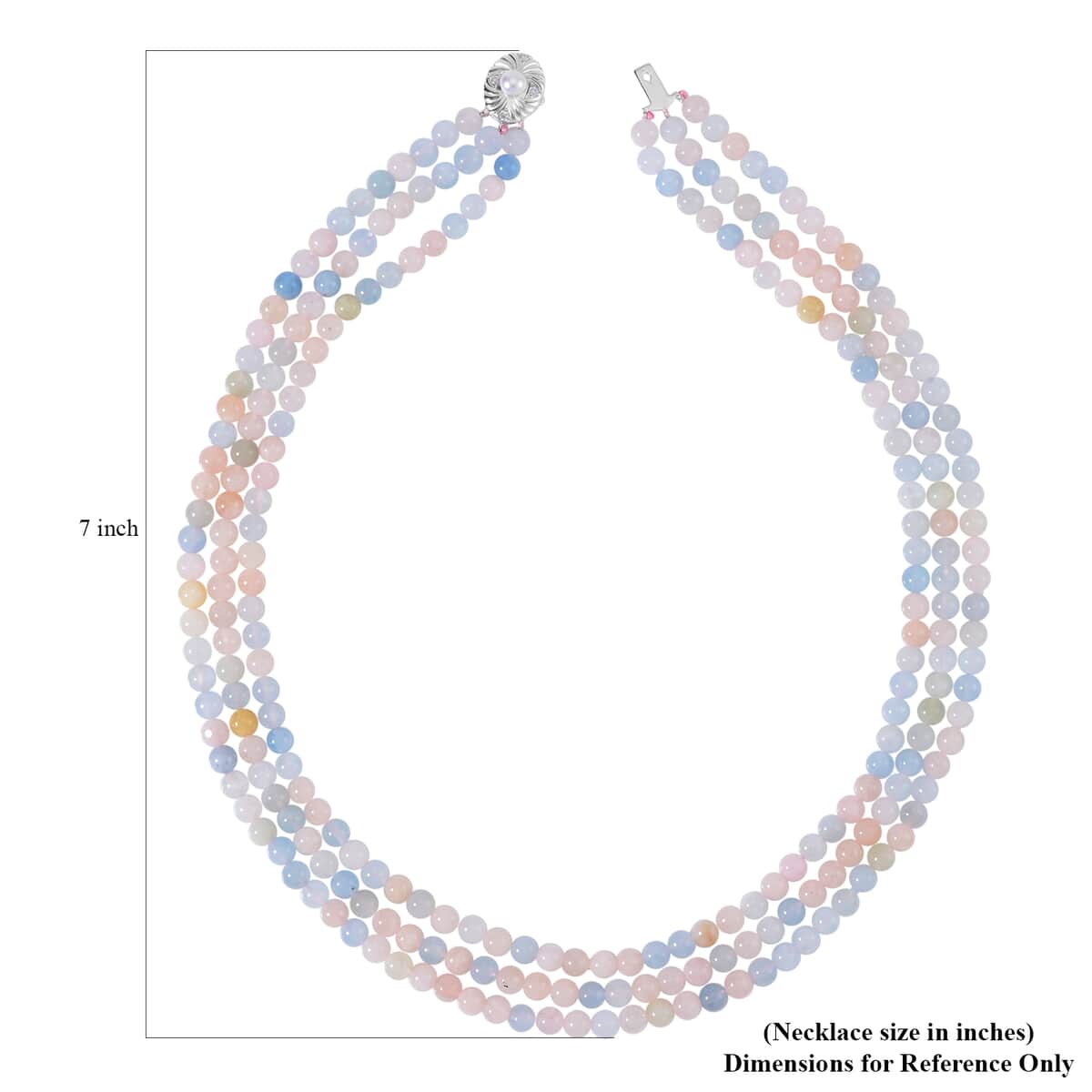 White Freshwater Pearl, Multi Beryl and Simulated Diamond 3 Row Beaded Necklace 18 Inches in Rhodium Over Sterling Silver 323.20 ctw image number 4