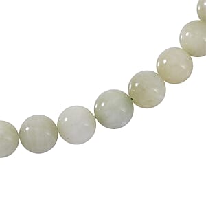Green Kunzite Beaded Necklace 20 Inches in Rhodium Over Sterling Silver 415.00 ctw
