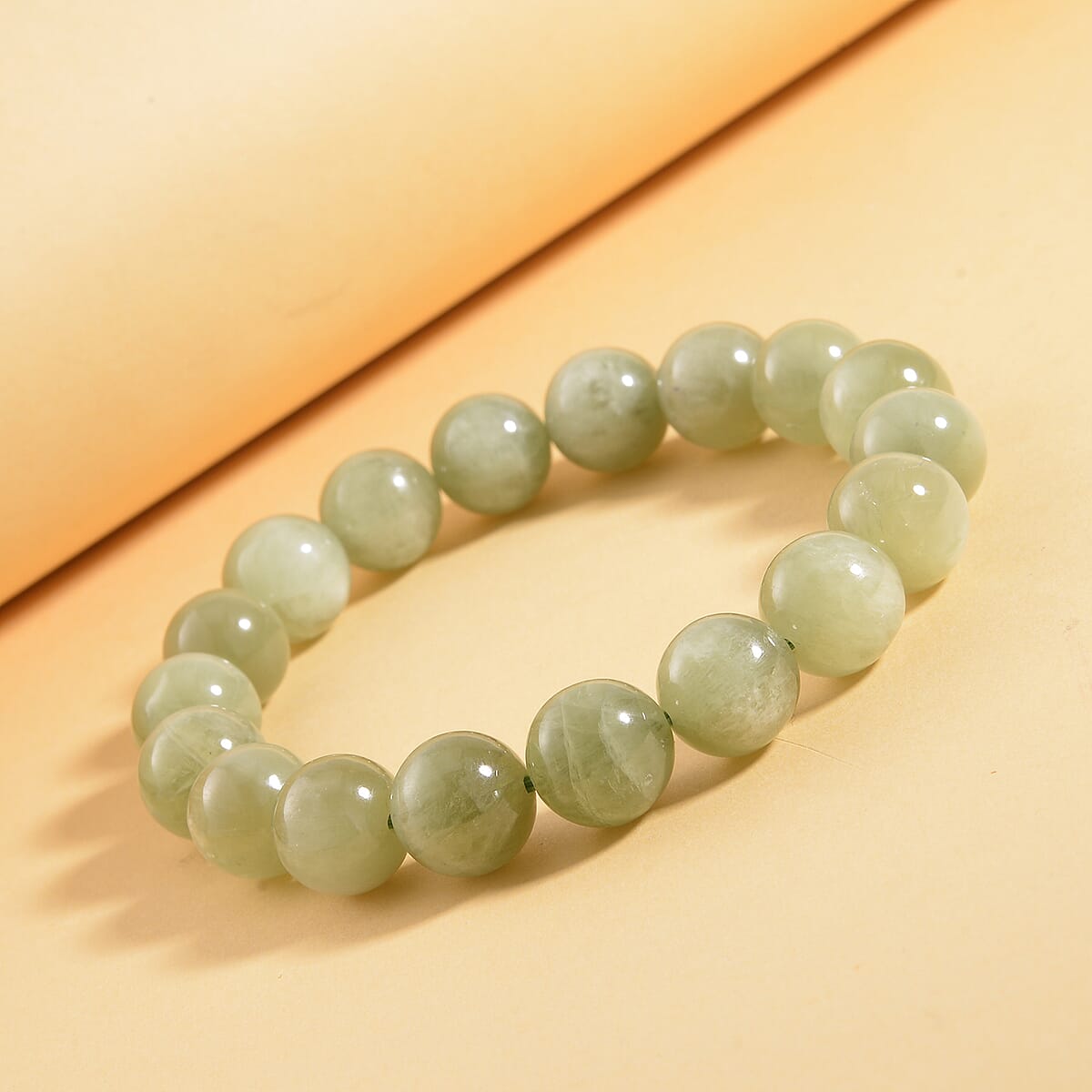 Green Kunzite Beaded Stretch Bracelet 201.15 ctw image number 1