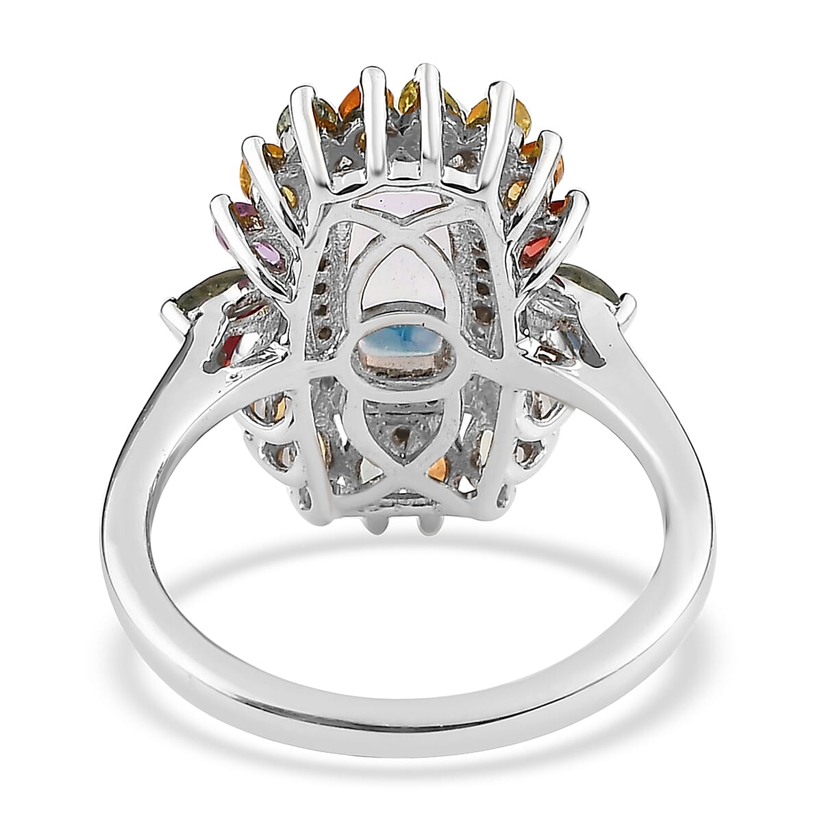 Premium Ethiopian Welo Opal and Multi Gemstone Floral Ring in Platinum Over Sterling Silver (Size 7.0) 2.80 ctw image number 4