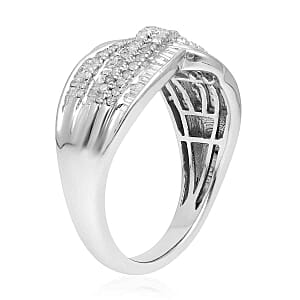 White Diamond 1.00 ctw Ring in Platinum Over Sterling Silver (Size 6.5) (5.5 g)