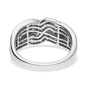 White Diamond 1.00 ctw Ring in Platinum Over Sterling Silver (Size 6.5) (5.5 g)