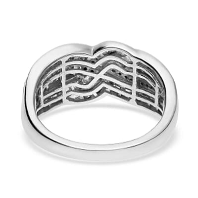 White Diamond 1.00 ctw Ring in Platinum Over Sterling Silver (Size 6.5) (5.5 g)