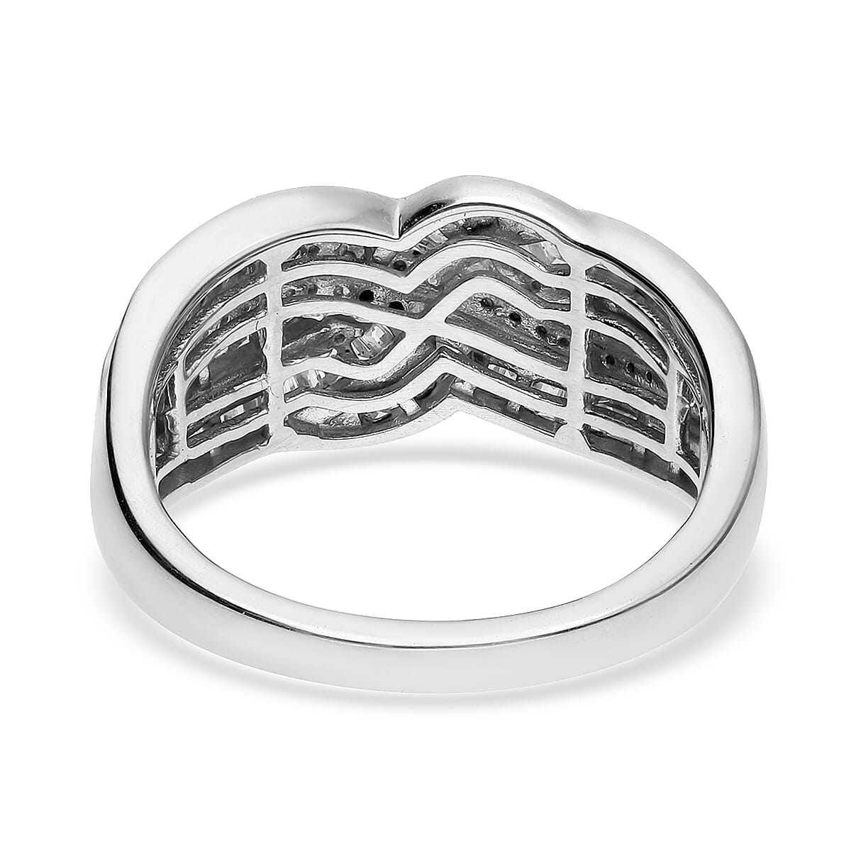 White Diamond 1.00 ctw Ring in Platinum Over Sterling Silver (Size 9.0)