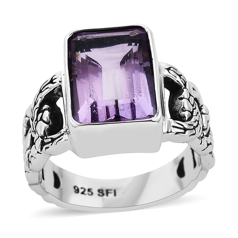 Bali Legacy AAA Rose De France Amethyst Solitaire Ring in Sterling Silver (Size 10.0) 7.40 ctw