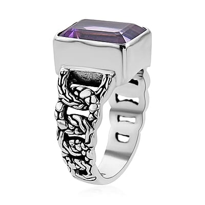 Bali Legacy AAA Rose De France Amethyst Solitaire Ring in Sterling Silver (Size 10.0) 7.40 ctw