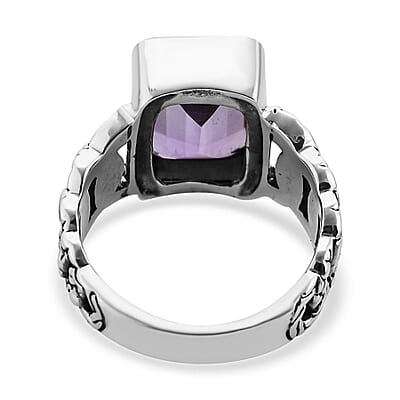 Bali Legacy AAA Rose De France Amethyst Solitaire Ring in Sterling Silver (Size 10.0) 7.40 ctw