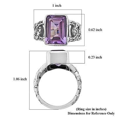 Bali Legacy AAA Rose De France Amethyst Solitaire Ring in Sterling Silver (Size 10.0) 7.40 ctw