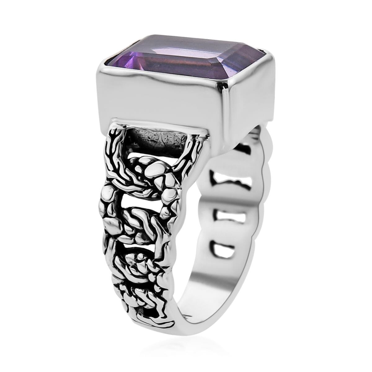 Bali Legacy AAA Rose De France Amethyst Solitaire Ring in Sterling Silver (Size 7.0) 7.40 ctw image number 3