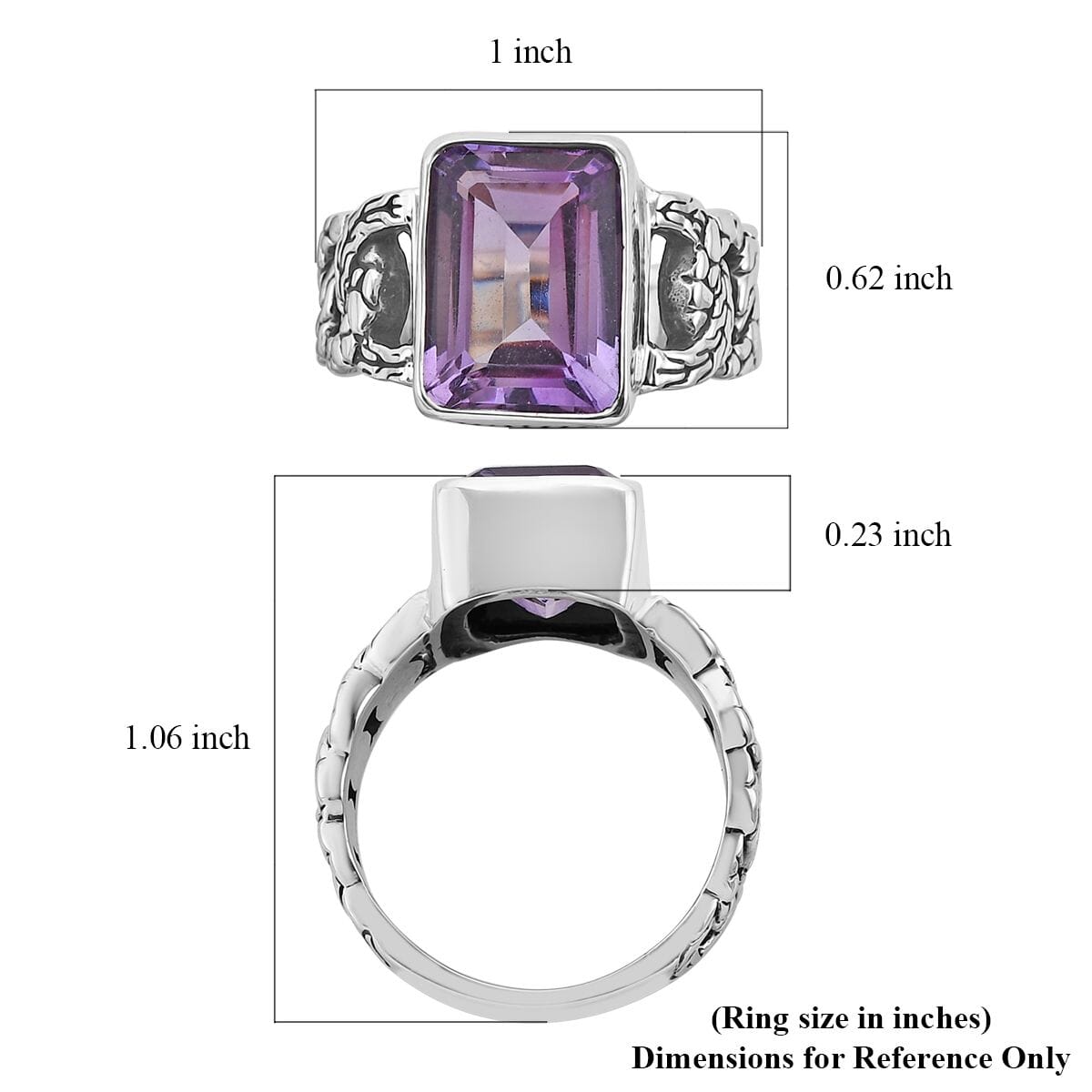 Bali Legacy AAA Rose De France Amethyst Solitaire Ring in Sterling Silver (Size 7.0) 7.40 ctw image number 5