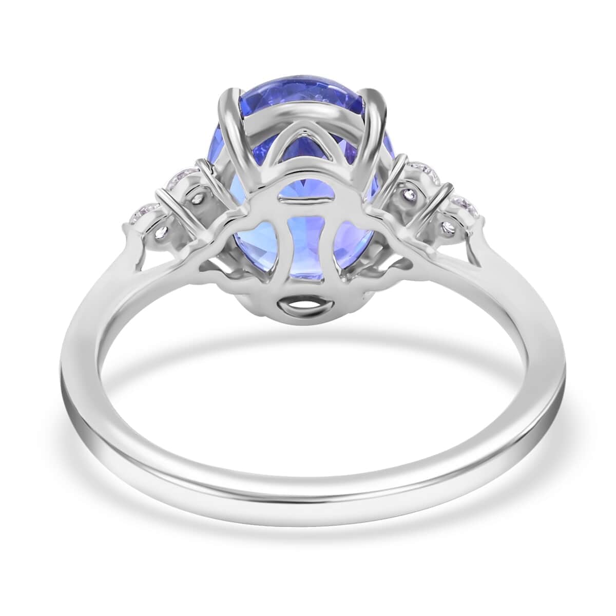 Certified and Appraised Rhapsody 950 Platinum AAAA Tanzanite and E-F VS Diamond Ring (Size 10.0) 4.40 Grams 3.00 ctw (Del. in 7-10 Days) image number 4