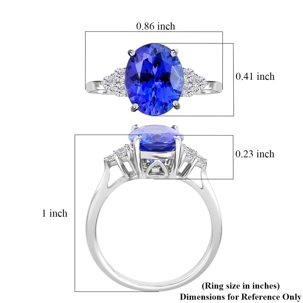 Certified and Appraised Rhapsody 950 Platinum AAAA Tanzanite and E-F VS Diamond Ring (Size 10.0) 4.40 Grams 3.00 ctw (Del. in 7-10 Days) image number 5