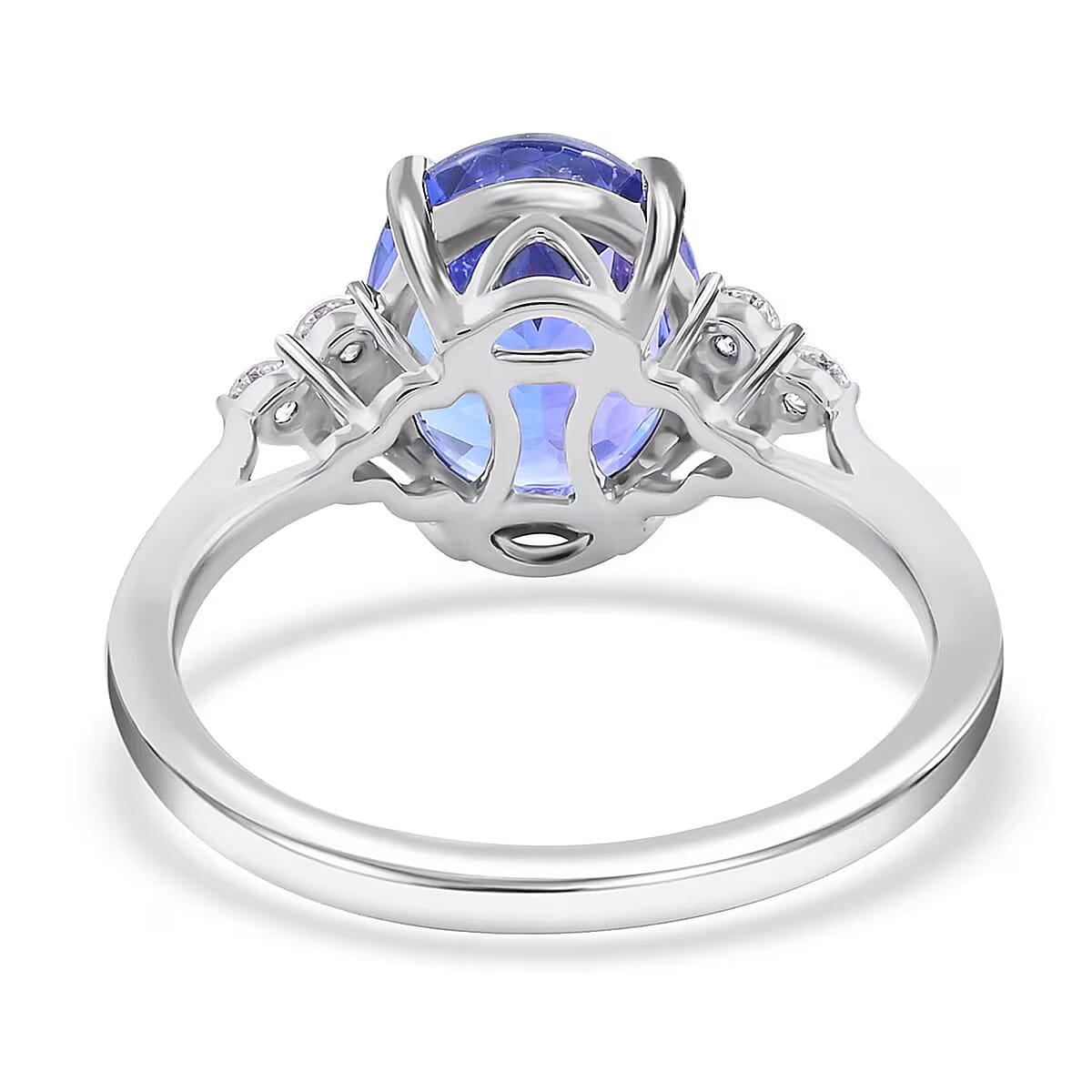 Certified and Appraised Rhapsody 950 Platinum AAAA Tanzanite and E-F VS Diamond Ring (Size 10.0) 4.40 Grams 3.00 ctw (Del. in 7-10 Days) image number 6