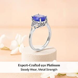 Certified and Appraised Rhapsody 950 Platinum AAAA Tanzanite and E-F VS Diamond Ring, Promise Rings (Size 6.0) 4.40 Grams 3.00 ctw (Del. in 10-15 Days) 