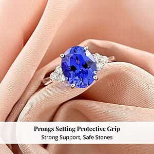 Certified and Appraised Rhapsody 950 Platinum AAAA Tanzanite and E-F VS Diamond Ring, Promise Rings (Size 6.0) 4.40 Grams 3.00 ctw (Del. in 10-15 Days) 